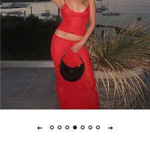 Red sparkle knit set